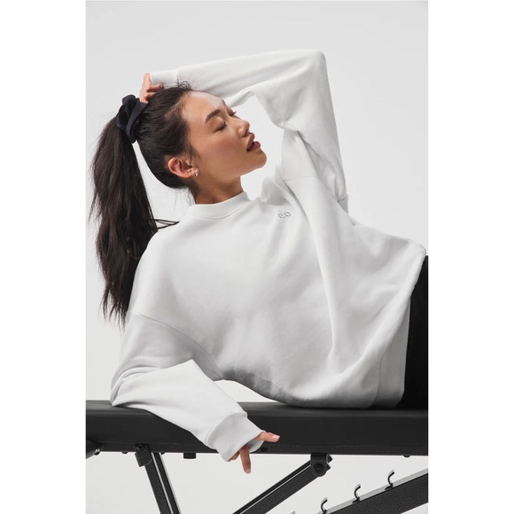 Alo Yoga Accolade Crew Neck Pullover White S - Picture 14 of 15